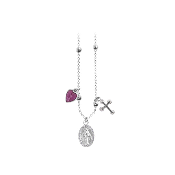 Triple Pendant Necklace | Pink